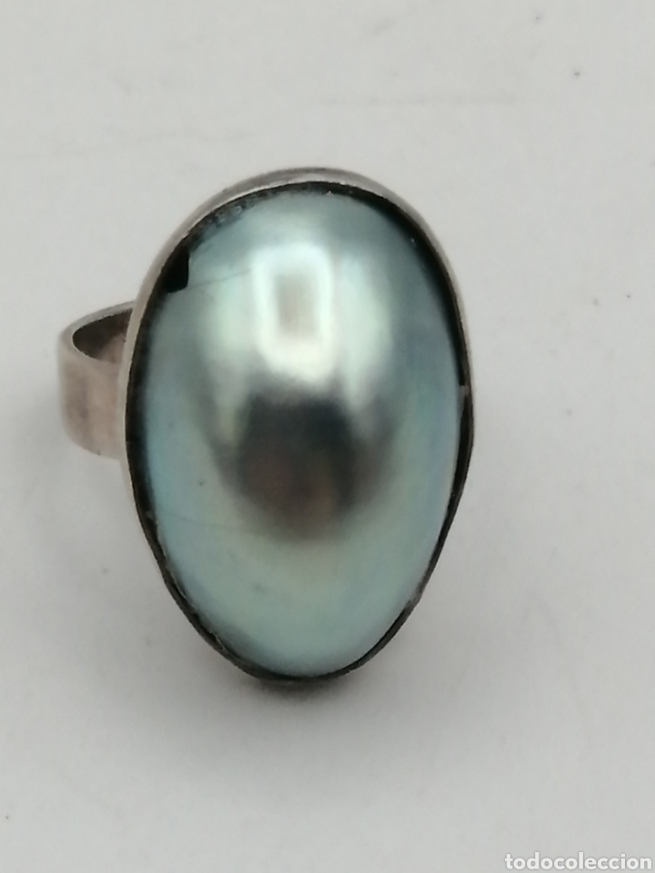Joyeria: Antiguo anillo plata y perla de Tahiti - Foto 3