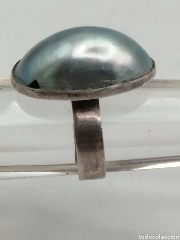 Joyeria: Antiguo anillo plata y perla de Tahiti - Foto 5