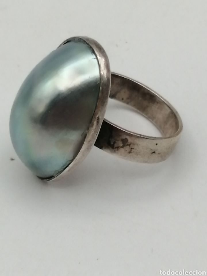 Joyeria: Antiguo anillo plata y perla de Tahiti - Foto 1