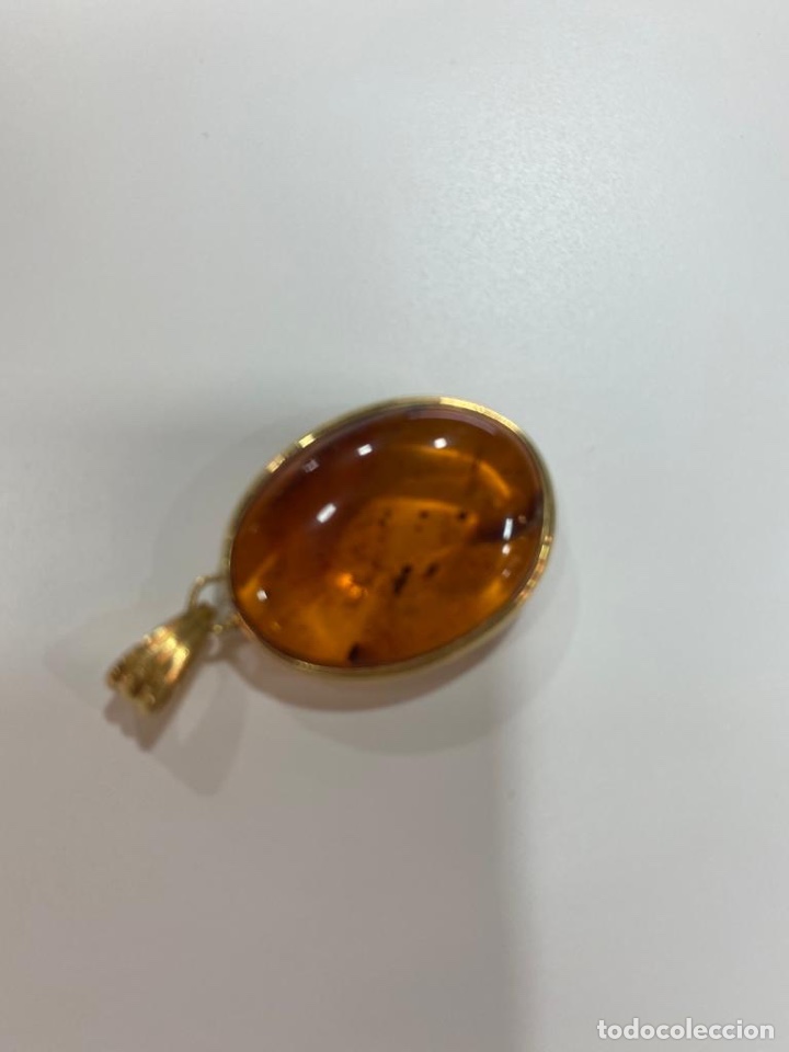 Joyeria: colgante de oro de 18 Kts y ambar con insectos. - Foto 4