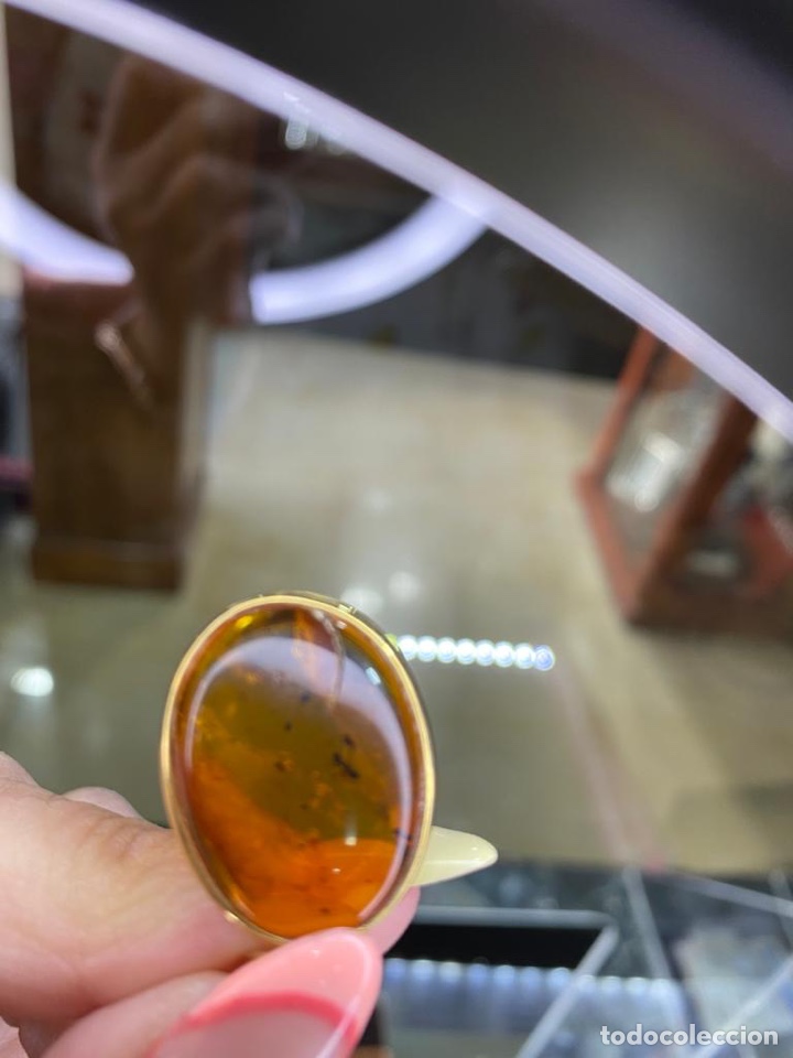 Joyeria: colgante de oro de 18 Kts y ambar con insectos. - Foto 6