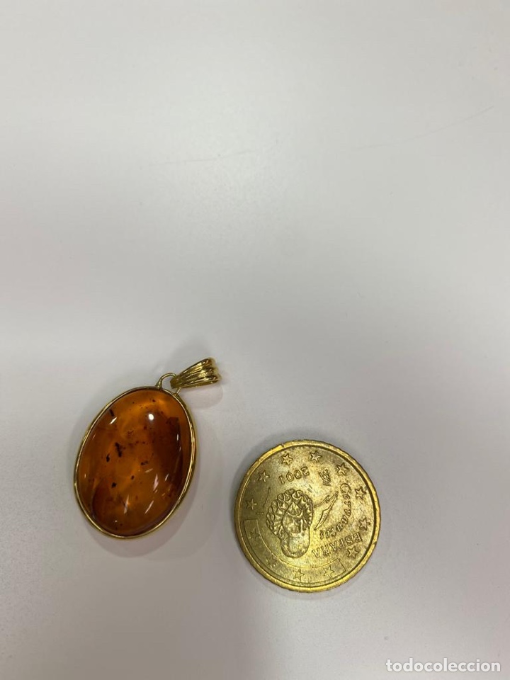 Joyeria: colgante de oro de 18 Kts y ambar con insectos. - Foto 9