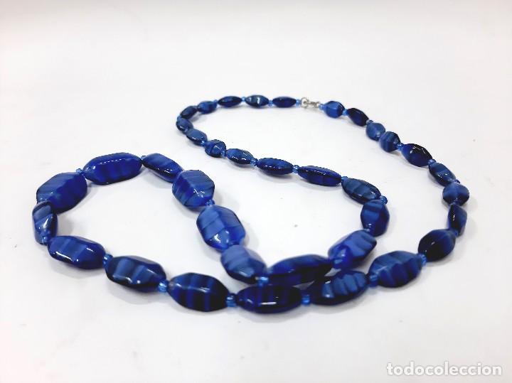 Joyeria: Collar con cuentas de piedra de &aacute;gata azul - Foto 1