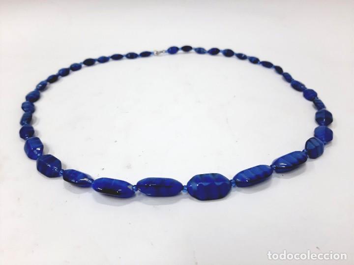 Joyeria: Collar con cuentas de piedra de &aacute;gata azul - Foto 2