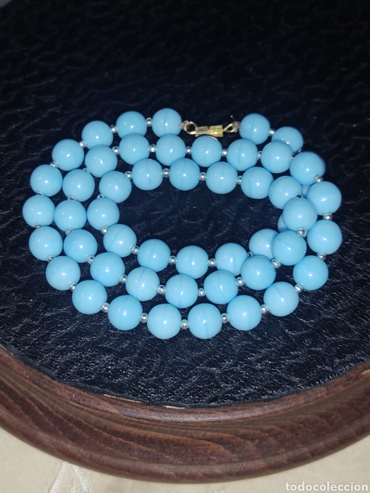 Joyeria: Collar cristal de murano azul celeste.vintage. - Foto 4