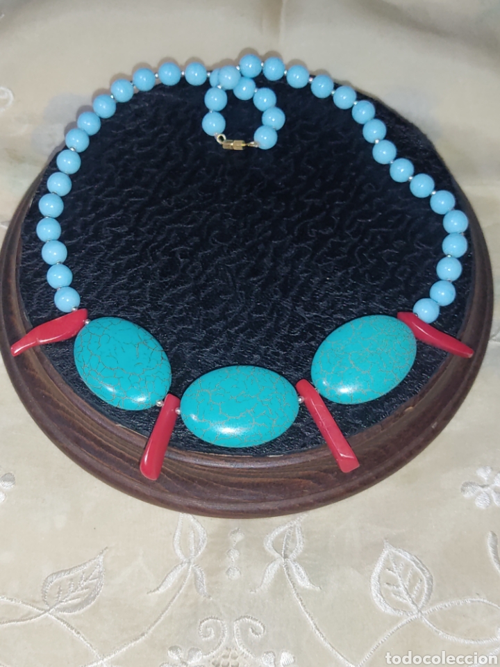 Joyeria: Collar de opalina azul,coral y turquesa reconstituida - Foto 3