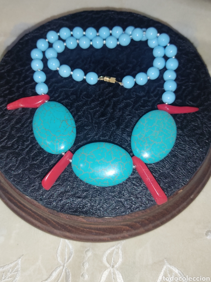 Joyeria: Collar de opalina azul,coral y turquesa reconstituida - Foto 4