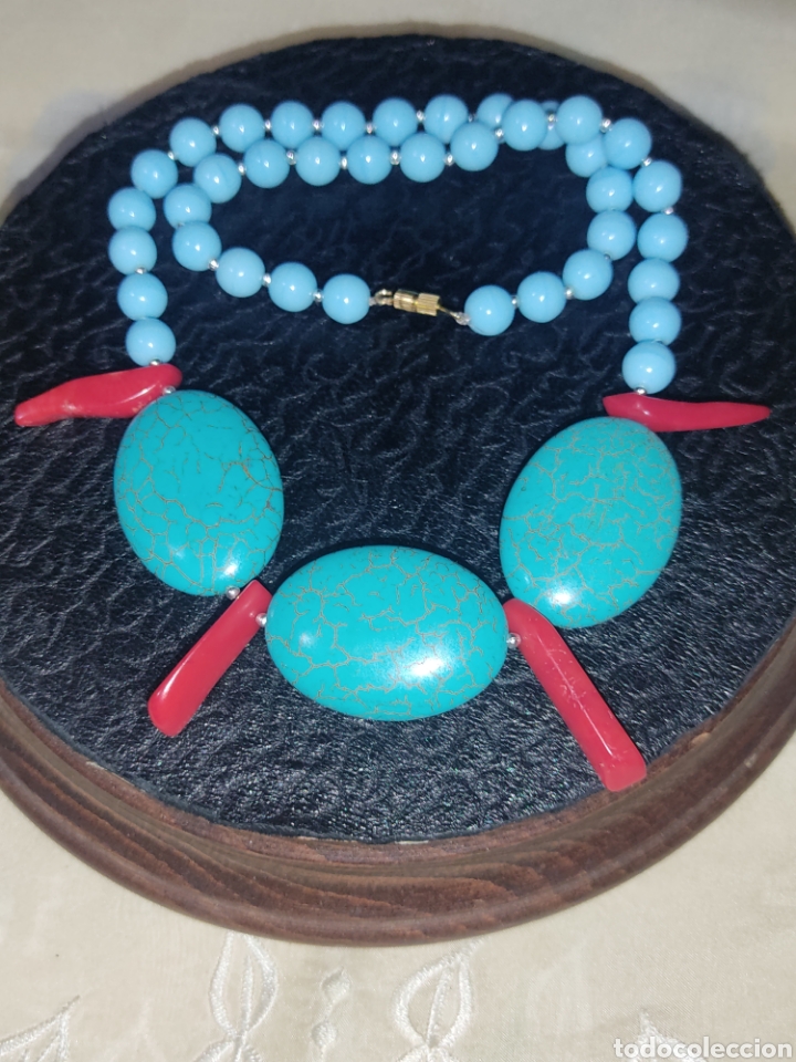 Joyeria: Collar de opalina azul,coral y turquesa reconstituida - Foto 5