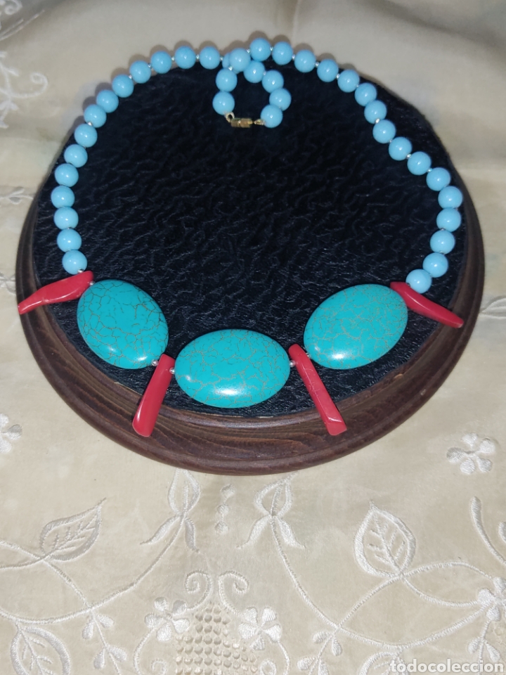 Joyeria: Collar de opalina azul,coral y turquesa reconstituida - Foto 1