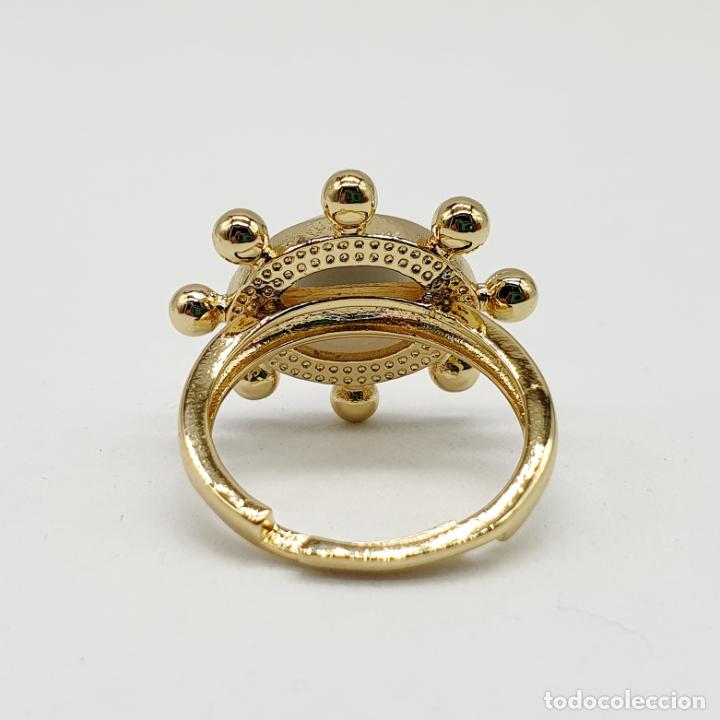 Joyeria: Original anillo ba&ntilde;ado en oro de 18k con cabuj&oacute;n en forma de ojo protector. - Foto 6
