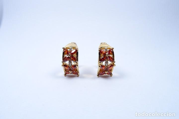 Joyeria: Pendientes en oro amarillo de 14k con granates. - Foto 1