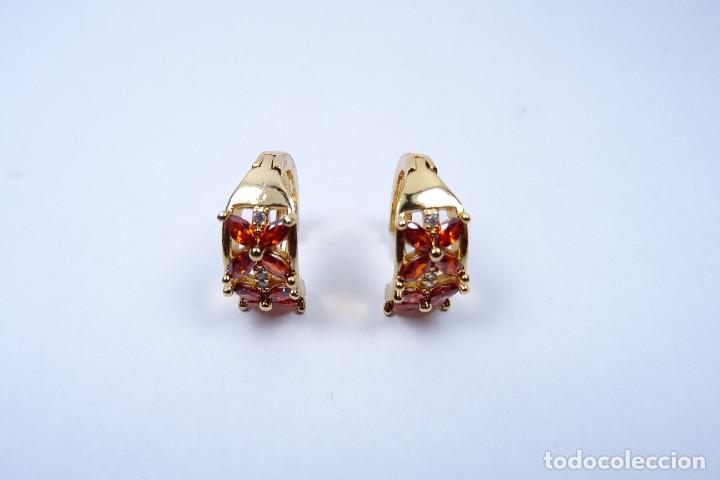 Joyeria: Pendientes en oro amarillo de 14k con granates. - Foto 5