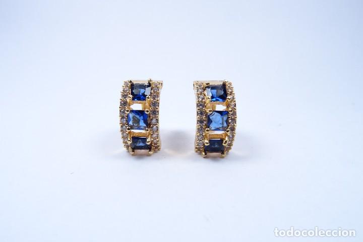 Joyeria: Pendientes en oro amarillo de 14k con zafiros - Foto 1