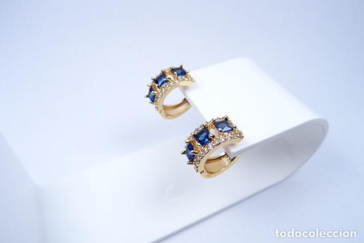 Joyeria: Pendientes en oro amarillo de 14k con zafiros - Foto 2