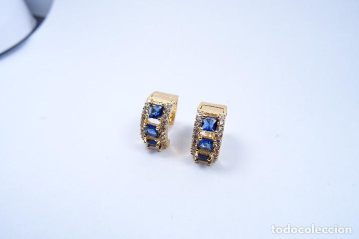 Joyeria: Pendientes en oro amarillo de 14k con zafiros - Foto 3