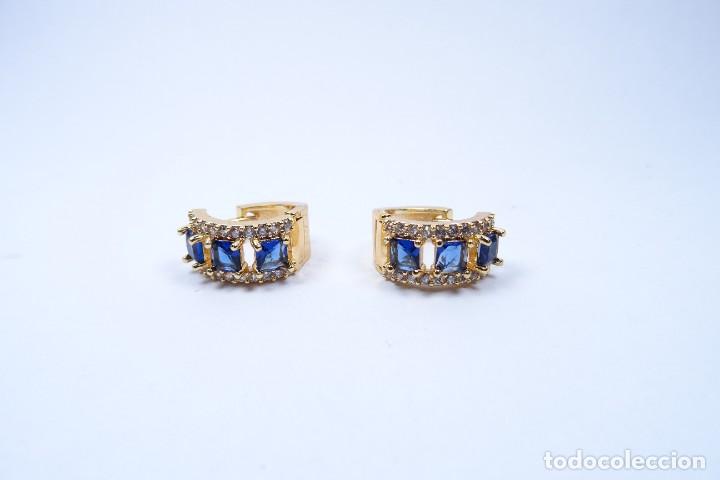 Joyeria: Pendientes en oro amarillo de 14k con zafiros - Foto 4