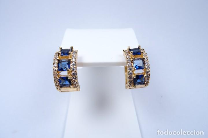 Joyeria: Pendientes en oro amarillo de 14k con zafiros - Foto 5