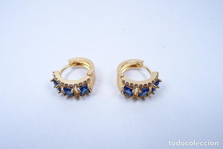 Joyeria: Pendientes en oro amarillo de 14k con zafiros - Foto 6