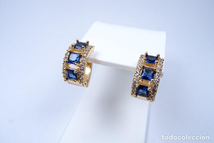 Joyeria: Pendientes en oro amarillo de 14k con zafiros - Foto 9