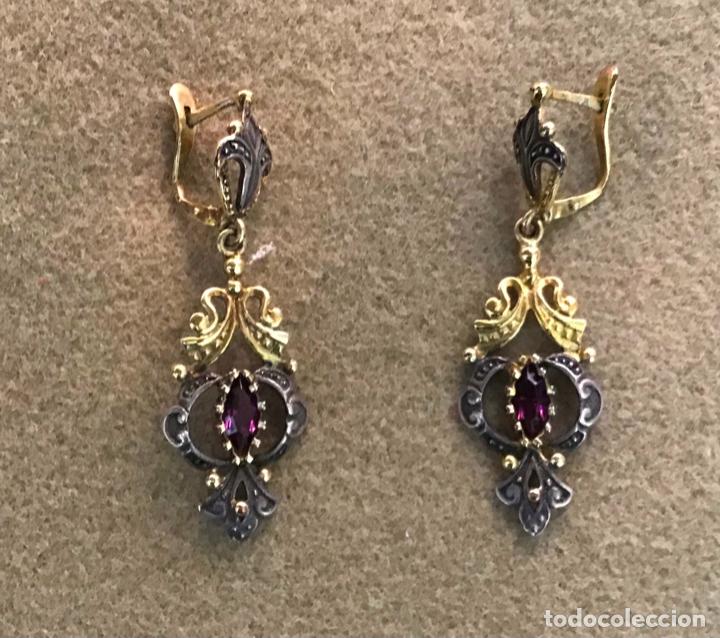 Joyeria: PENDIENTES DE PLATA-CHAPADO EN ORO-PIEDRA - Foto 2