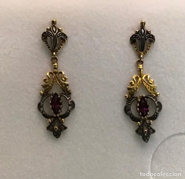 Joyeria: PENDIENTES DE PLATA-CHAPADO EN ORO-PIEDRA - Foto 1