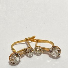 Pendientes de oro 18 kl y diamante en garras y galería pala catalana circa 1910