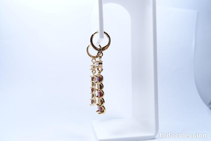 Joyeria: PENDIENTES LARGOS EN ORO DE 14K CON GRANATES - Foto 6