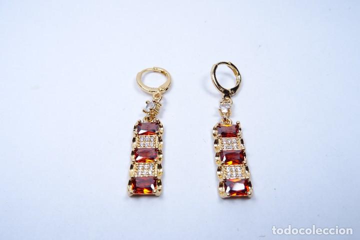 Joyeria: PENDIENTES LARGOS EN ORO DE 14K CON GRANATES - Foto 7