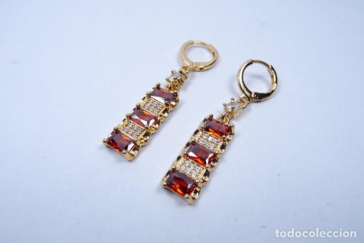 Joyeria: PENDIENTES LARGOS EN ORO DE 14K CON GRANATES - Foto 8