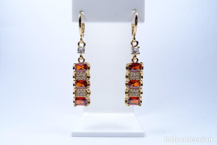 Joyeria: PENDIENTES LARGOS EN ORO DE 14K CON GRANATES - Foto 9
