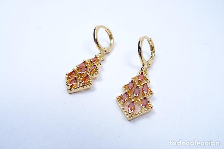 Joyeria: PENDIENTES LARGOS EN ORO DE 14K CON GRANATES - Foto 6
