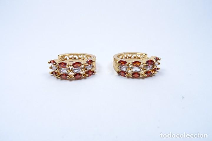Joyeria: Pendientes en oro de 14k en forma de aro con granates engastados - Foto 10