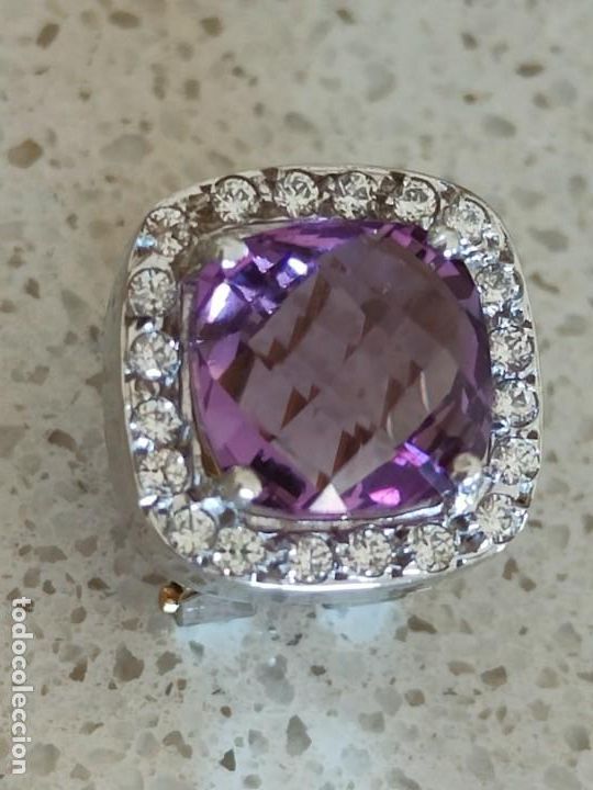 Joyeria: PENDIENTES ORO BLANCO 18K Y AMATISTA - Foto 1