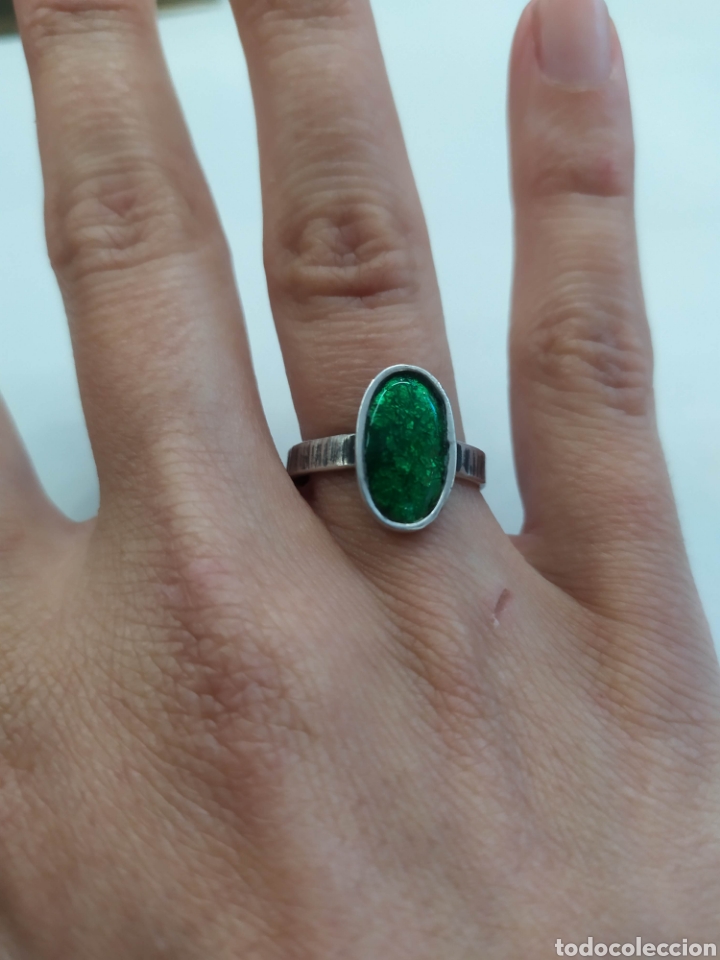 Joyeria: Antiguo anillo de plata esmaltada. - Foto 3