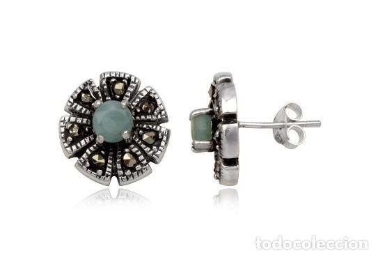 Joyeria: Pendientes de plata y esmeraldas. - Foto 1