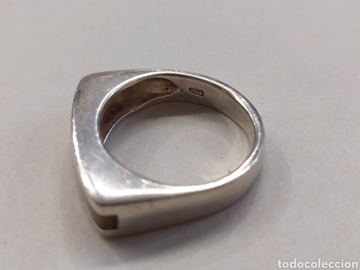 Joyeria: Anillo de plata y nacar incrustado. - Foto 4