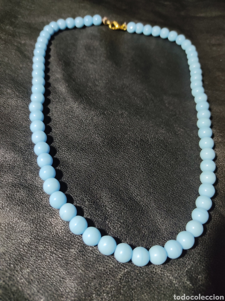 Joyeria: COLLAR DE CRISTAL DE MURANO AZUL CELESTE.VINTAGE. - Foto 2