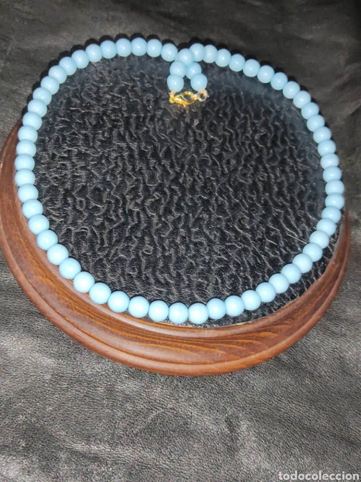 Joyeria: COLLAR DE CRISTAL DE MURANO AZUL CELESTE.VINTAGE. - Foto 4