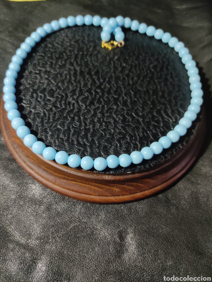 Joyeria: COLLAR DE CRISTAL DE MURANO AZUL CELESTE.VINTAGE. - Foto 6