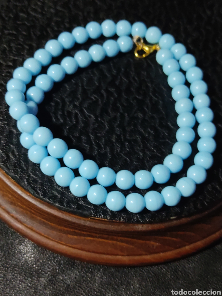 Joyeria: COLLAR DE CRISTAL DE MURANO AZUL CELESTE.VINTAGE. - Foto 7