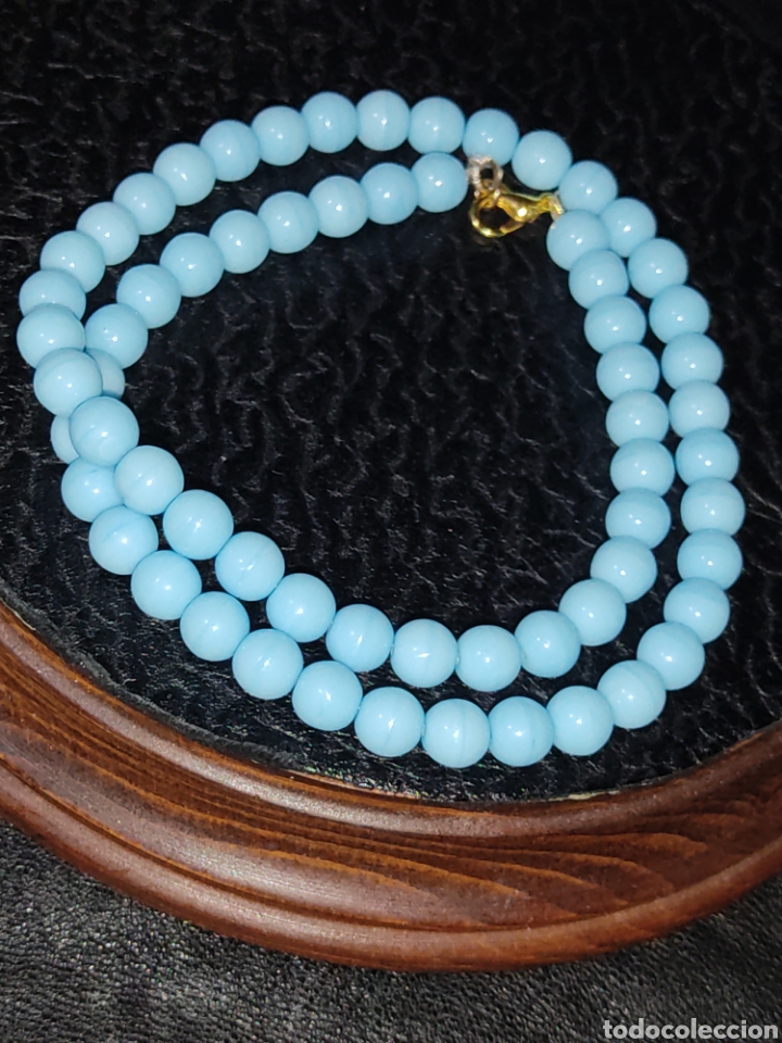 Joyeria: COLLAR DE CRISTAL DE MURANO AZUL CELESTE.VINTAGE. - Foto 8