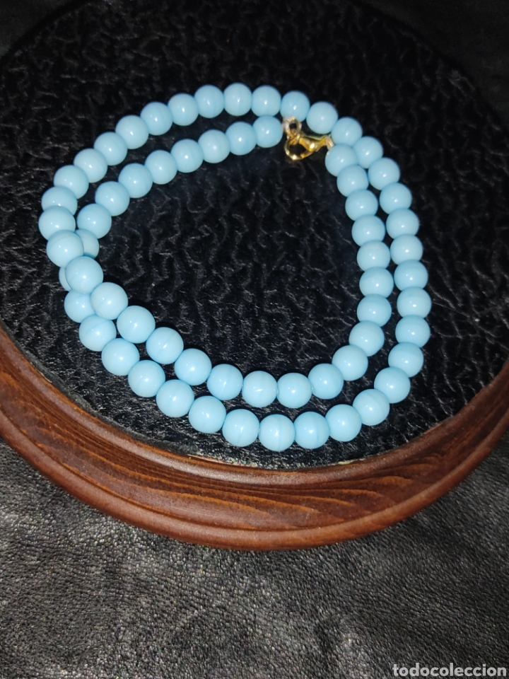 Joyeria: COLLAR DE CRISTAL DE MURANO AZUL CELESTE.VINTAGE. - Foto 9