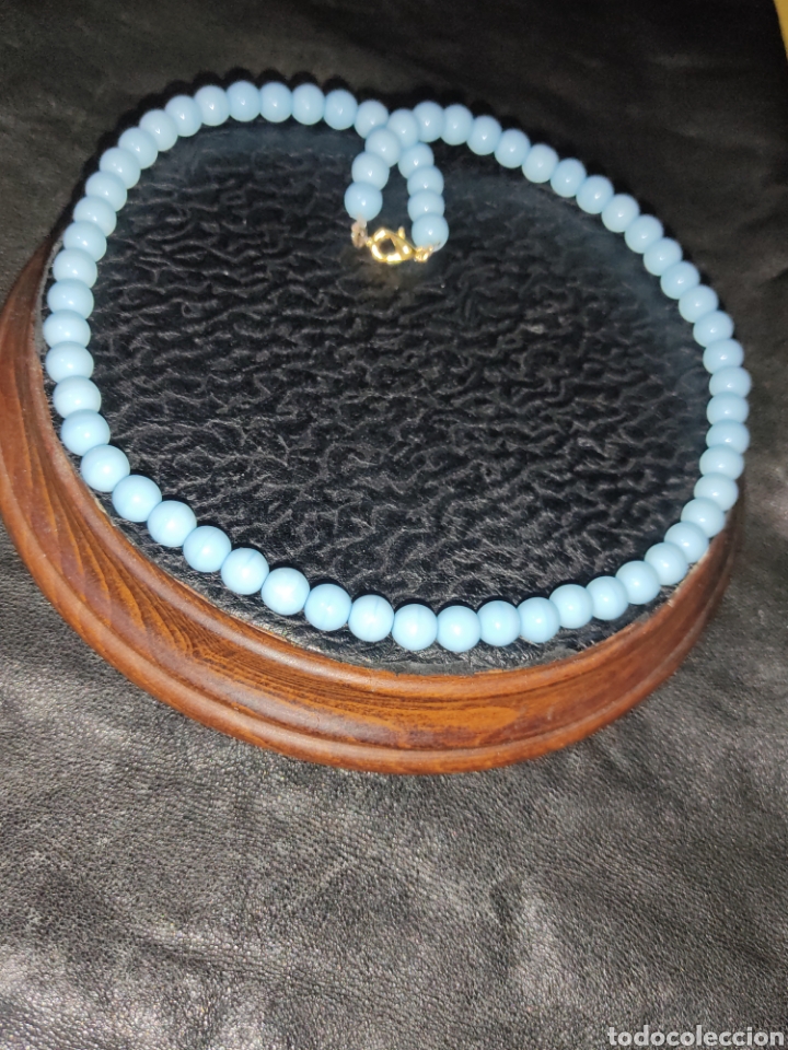 Joyeria: Collar de cristal de murano azul celeste.Vintage. - Foto 5