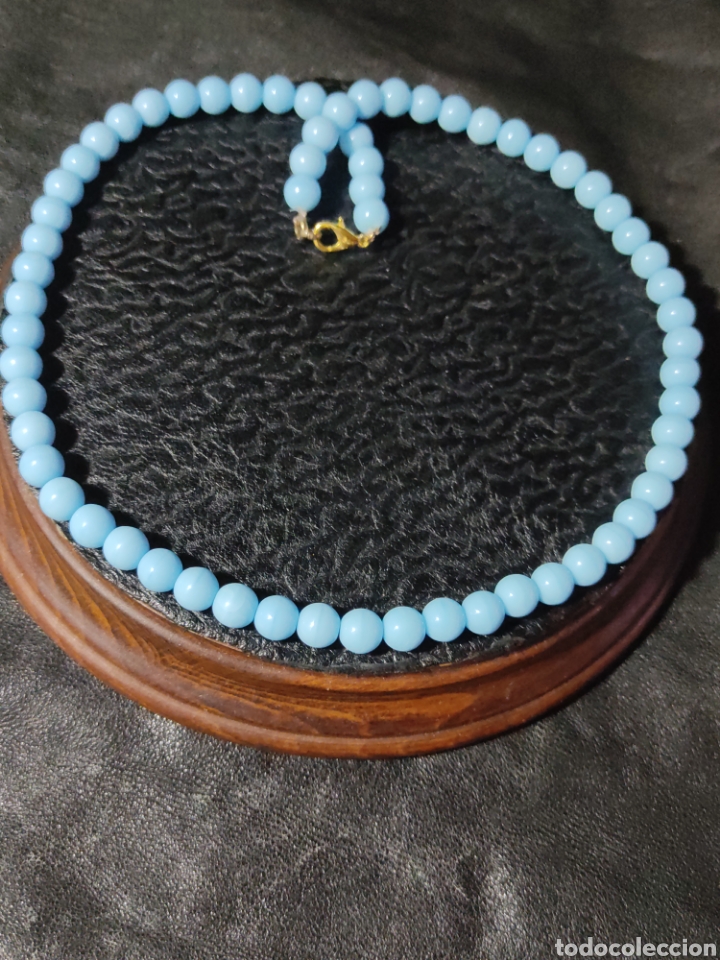 Joyeria: Collar de cristal de murano azul celeste.Vintage. - Foto 6