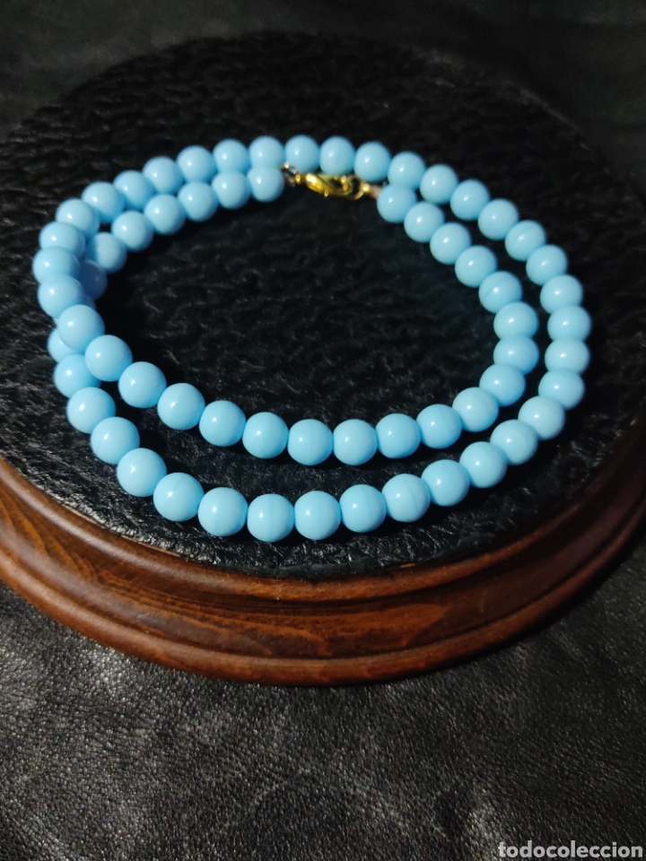 Joyeria: Collar de cristal de murano azul celeste.Vintage. - Foto 7