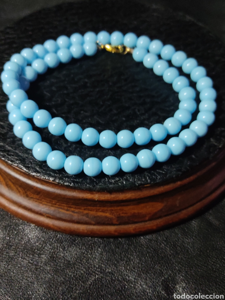 Joyeria: Collar de cristal de murano azul celeste.Vintage. - Foto 8