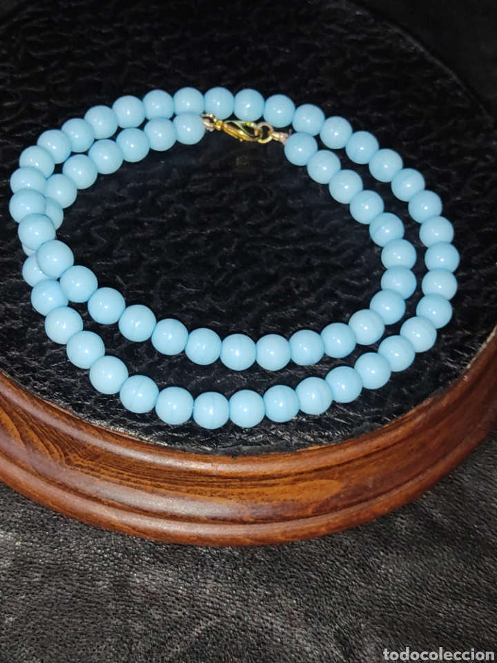 Joyeria: Collar de cristal de murano azul celeste.Vintage. - Foto 9