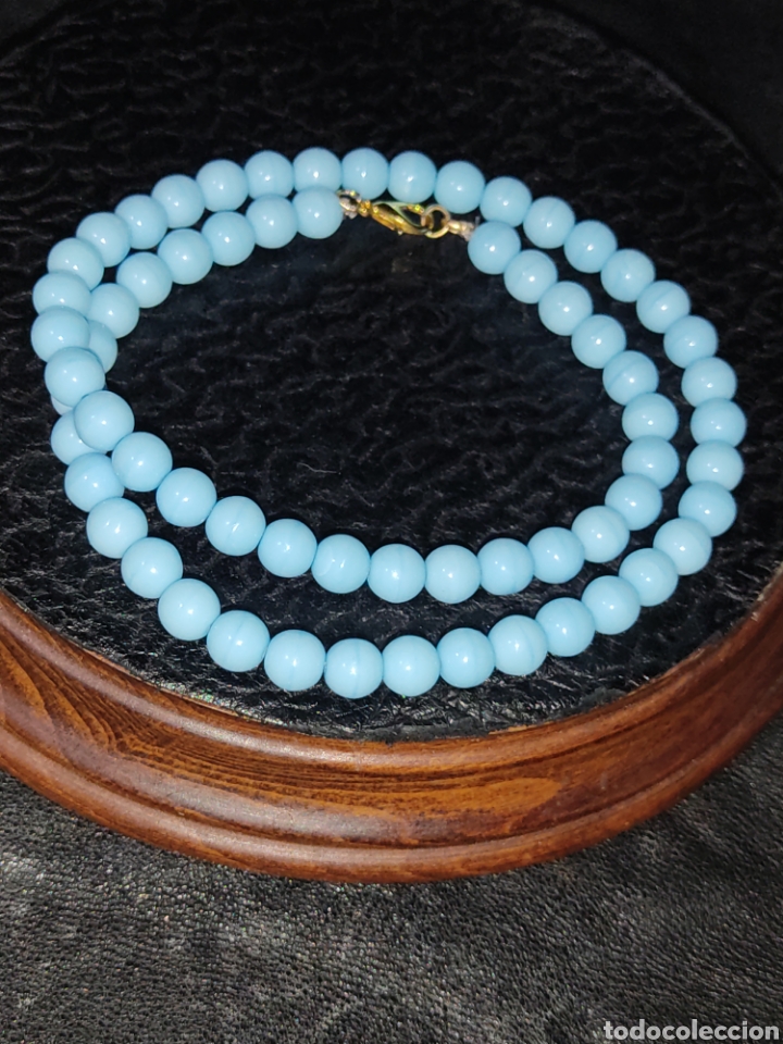 Joyeria: Collar de cristal de murano azul celeste.Vintage. - Foto 10