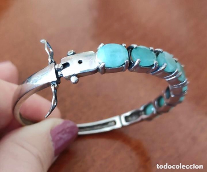 Joyeria: Pulsera r&iacute;gida de plata con esmeraldas - Foto 7