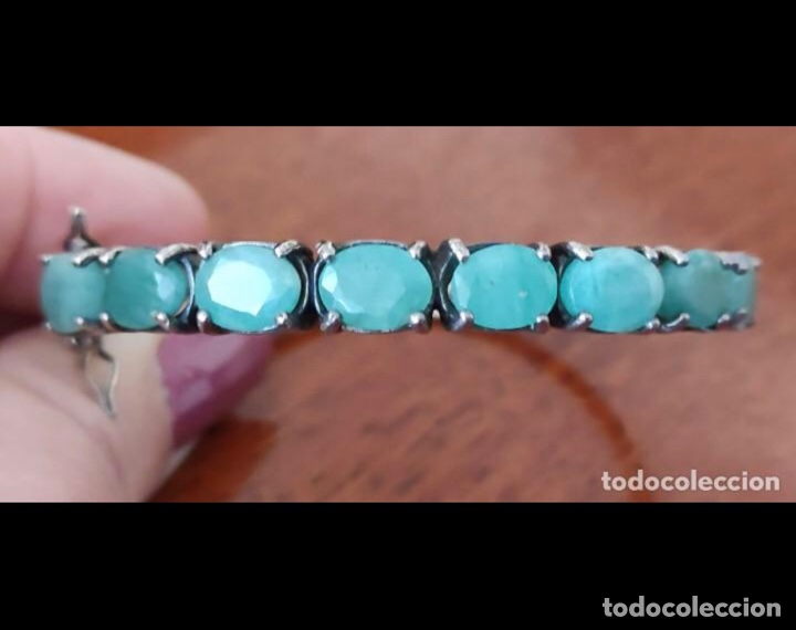 Joyeria: Pulsera r&iacute;gida de plata con esmeraldas - Foto 1